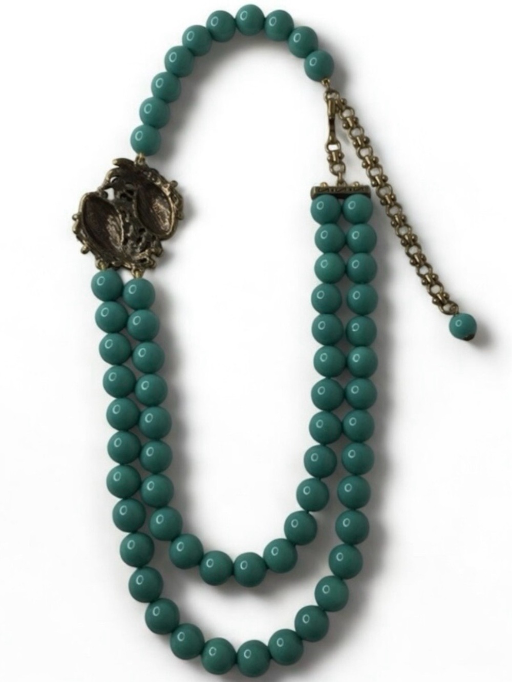 HEIDI DAUS Koi Fish Statement Necklace Swarovski Crystals, Turquoise Glass Beads - Picture 15 of 17